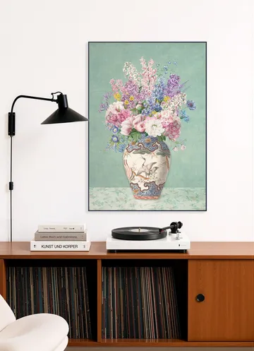 Vintage Floral Chinoiserie Vase
