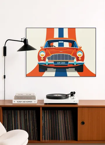 Red Vintage Sports Car with Stripes