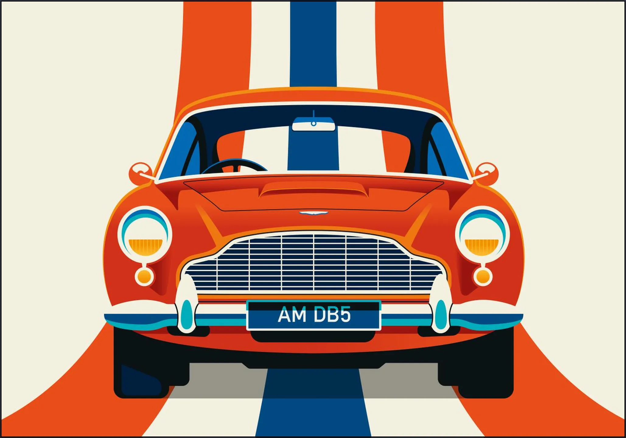 Red Vintage Sports Car with Stripes