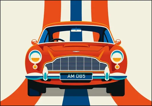 Red Vintage Sports Car with Stripes