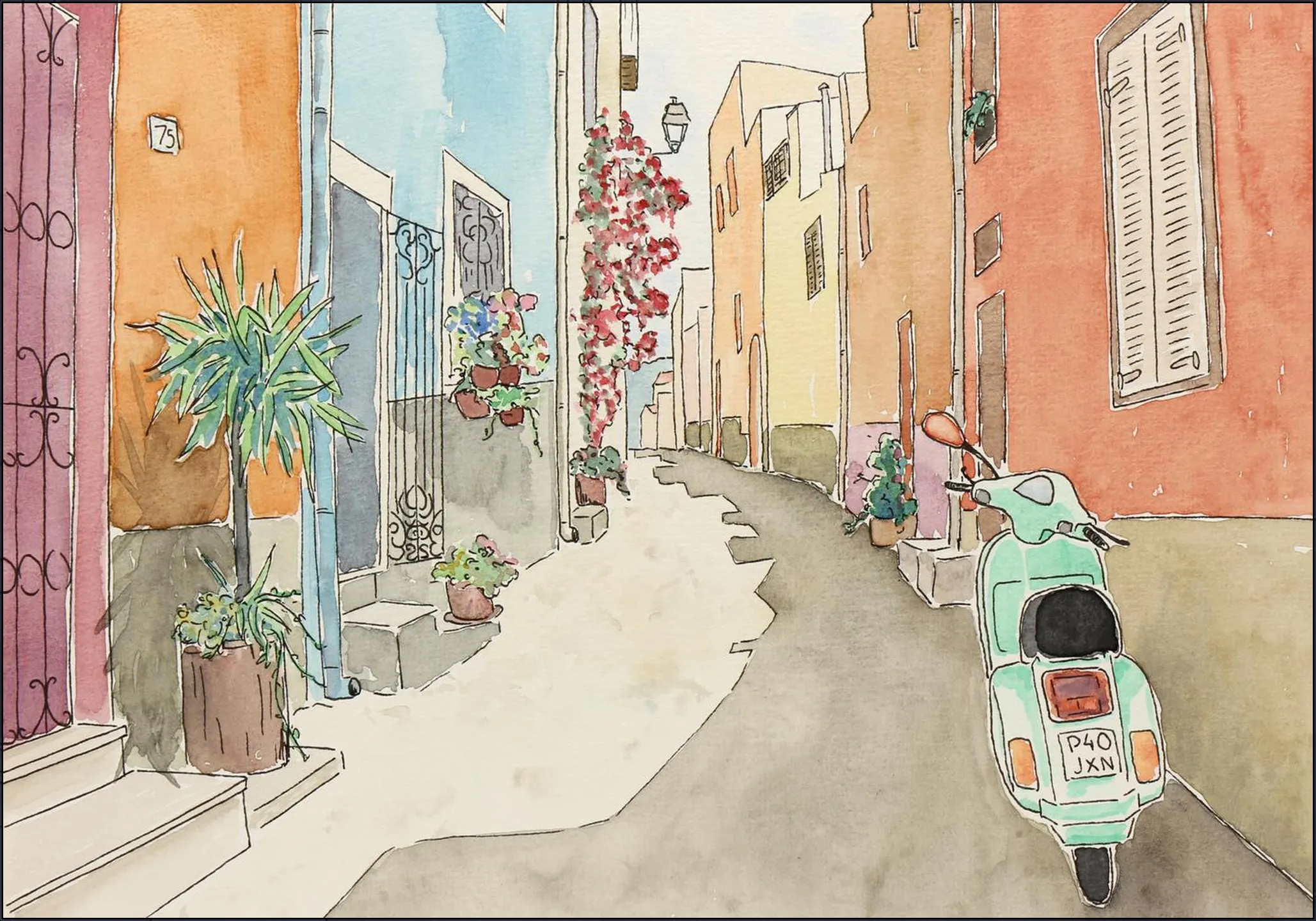 Scooter in Mediterranean Street 