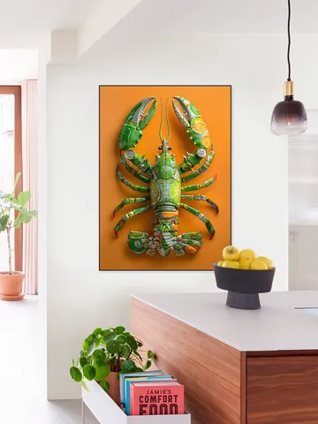 Green Lobster - Recycled Art with Cans