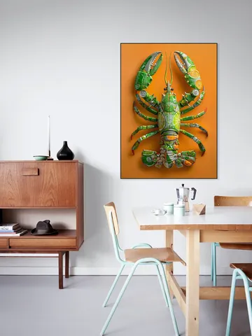Green Lobster - Recycled Art with Cans