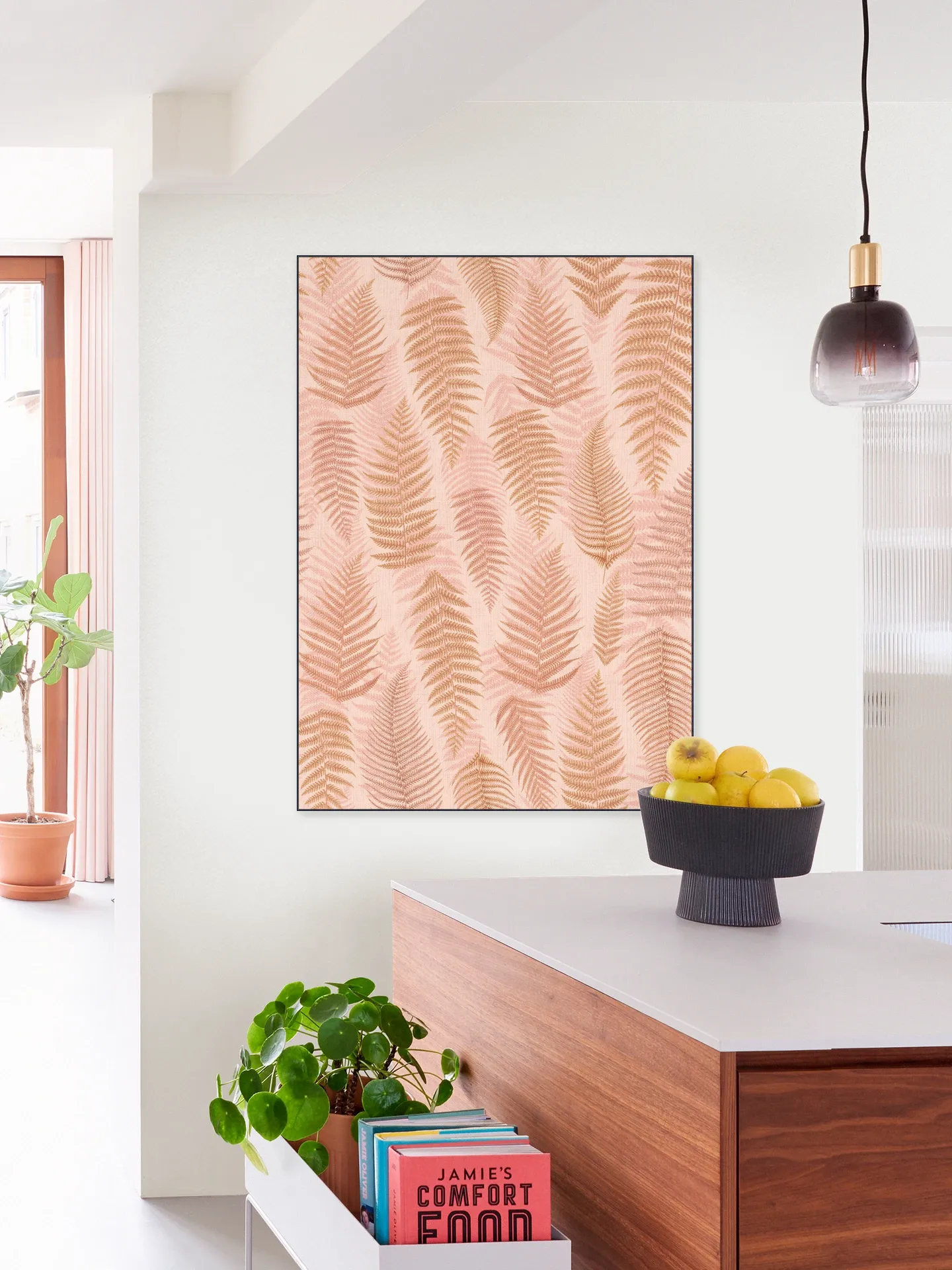 Cozy Fall Fern Leaves Terracotta Pink