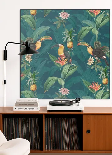 Tropical vintage toucan and pineapples
