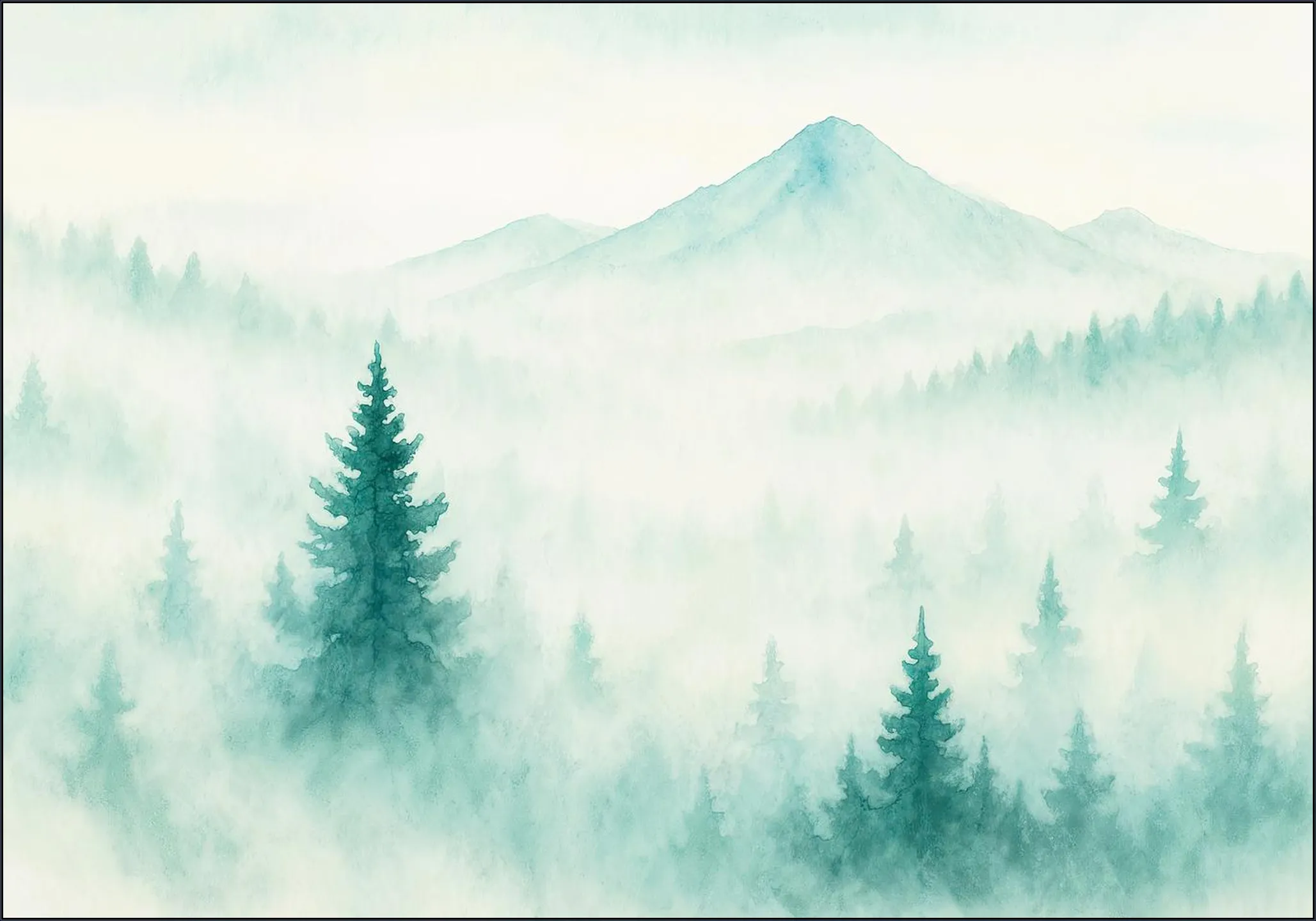 Mountain landscape in the mist