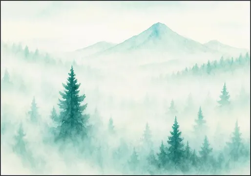 Mountain landscape in the mist