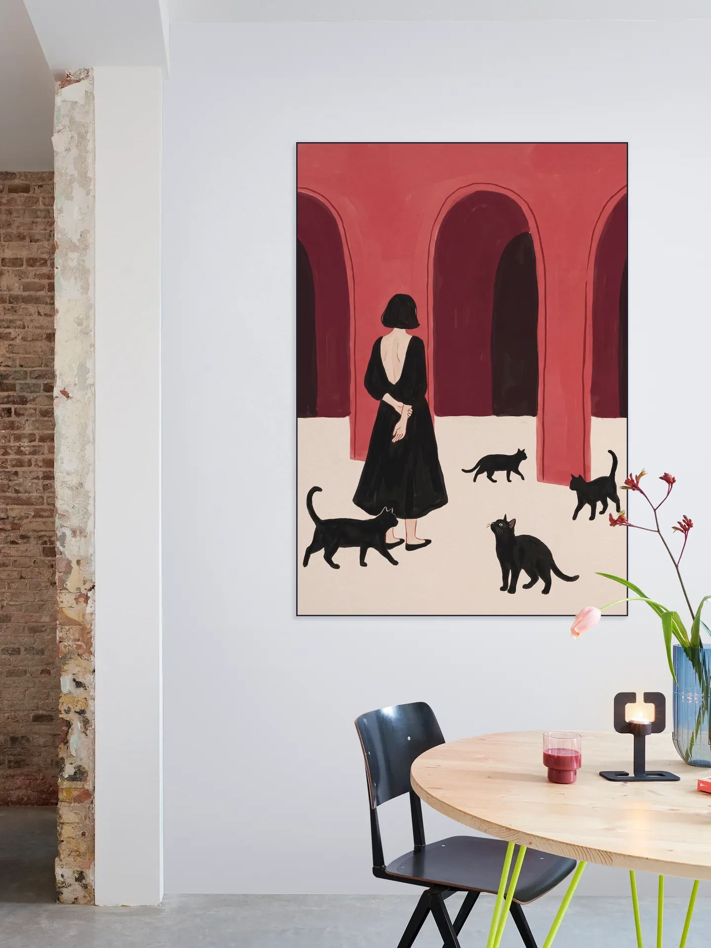 Elegant Woman Black Cats