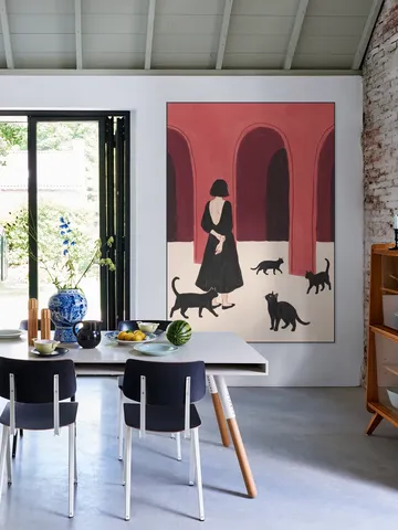 Elegant Woman Black Cats
