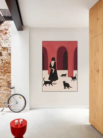 Elegant Woman Black Cats