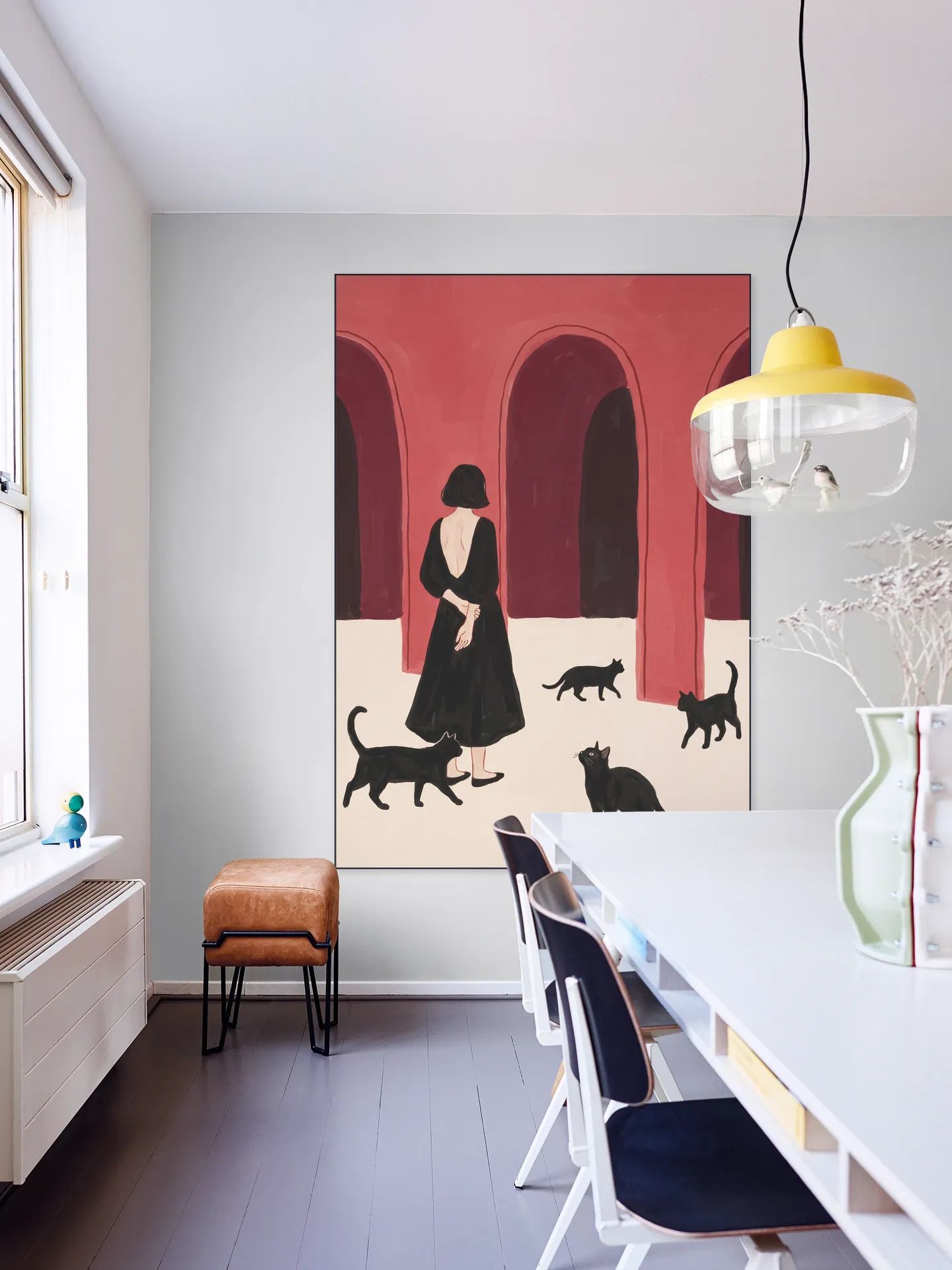 Elegant Woman Black Cats