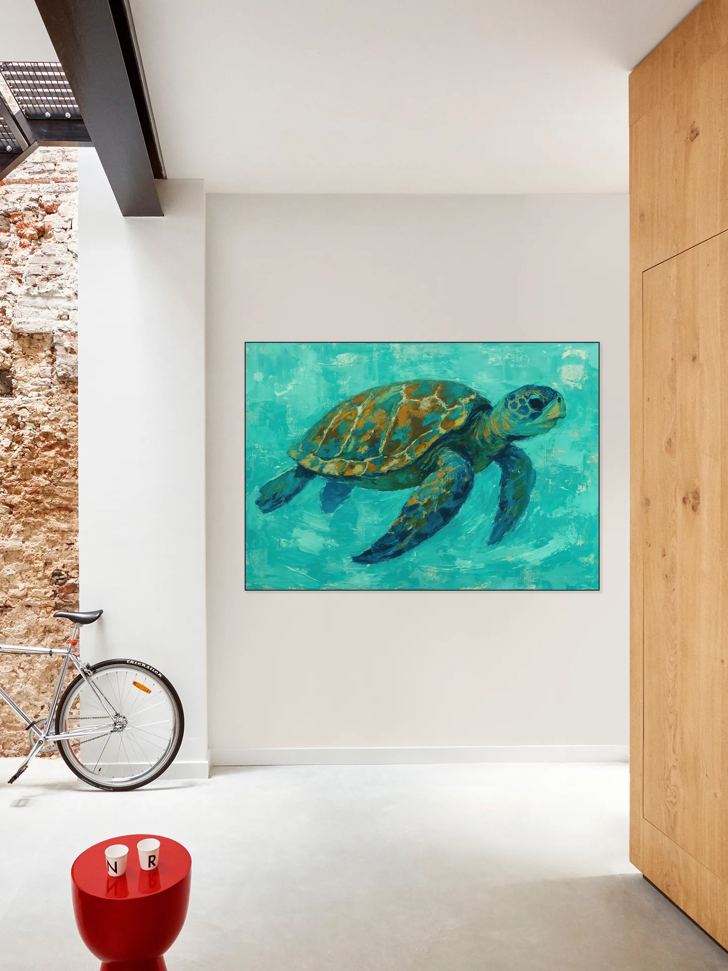 Sea Turtle Swimming in Tropical Water