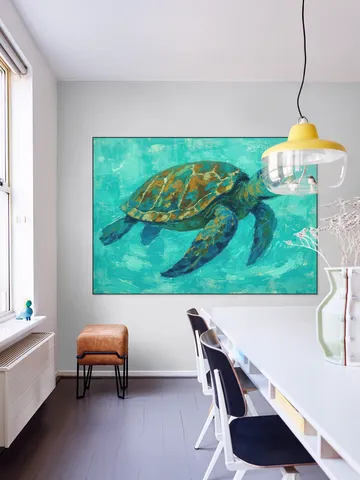 Sea Turtle Swimming in Tropical Water