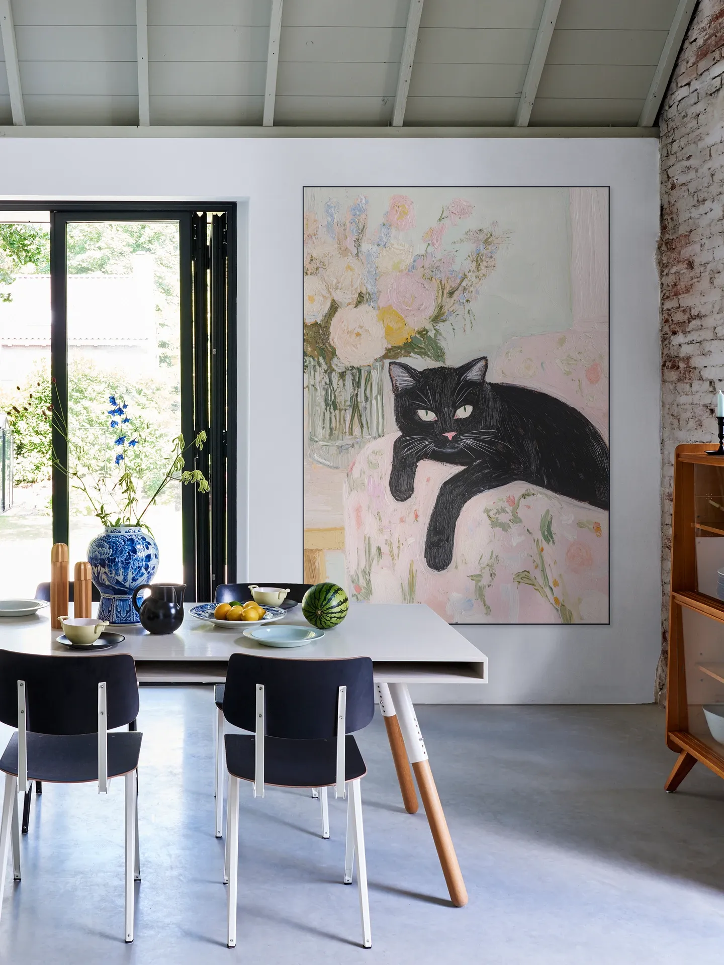 Black Cat Floral Charm