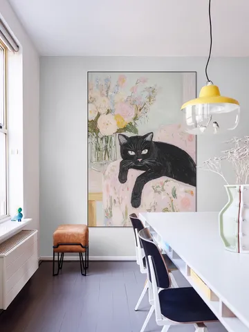 Black Cat Floral Charm
