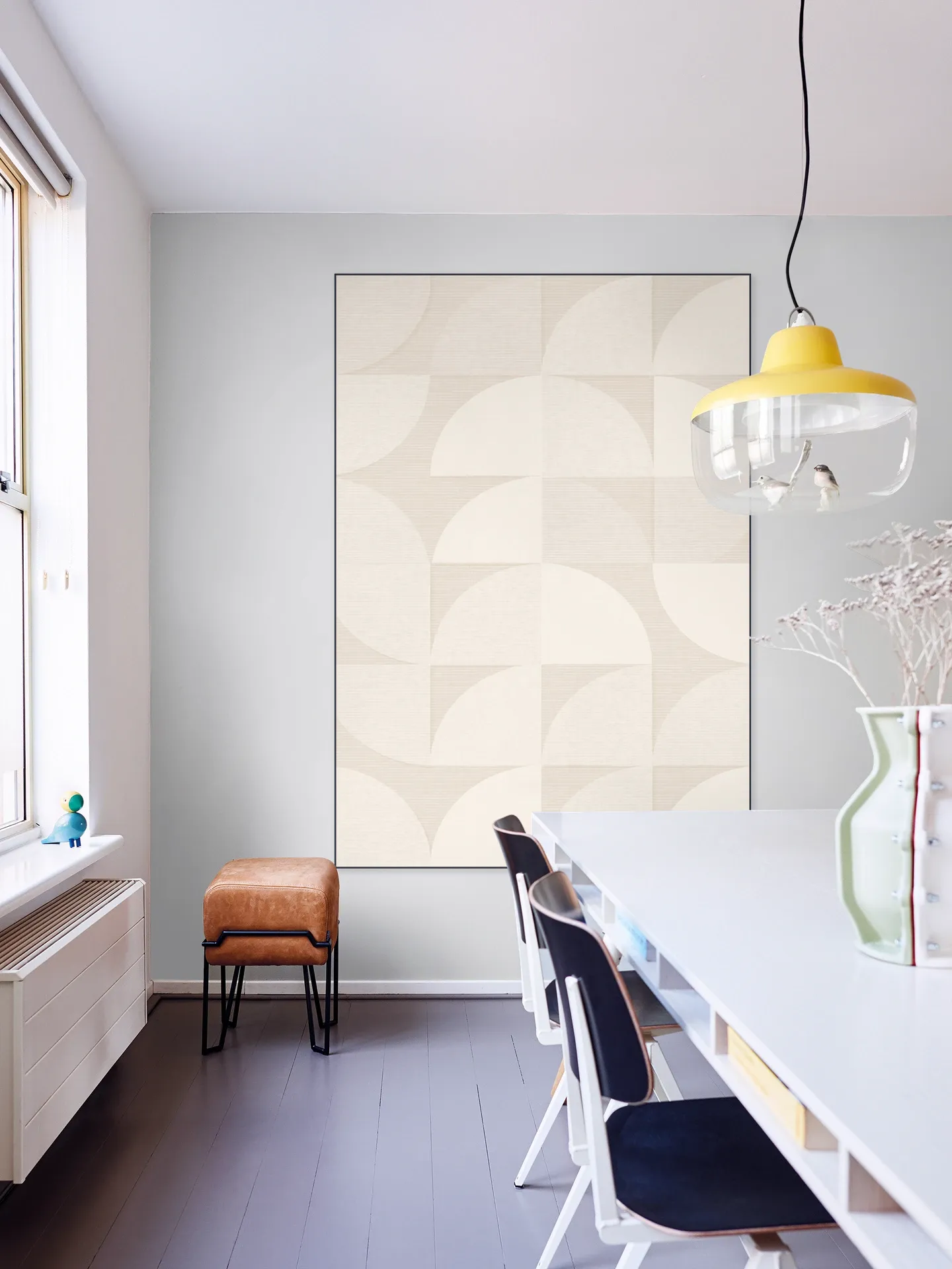 Mid century retro geometry - ivory