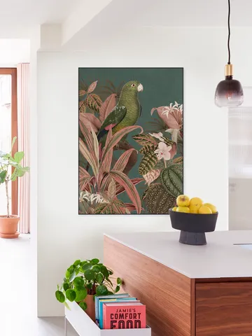 Green Parrot and Pink Jungle