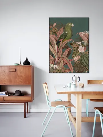 Green Parrot and Pink Jungle
