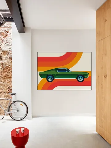 Green Vintage Sports Car with Stripes