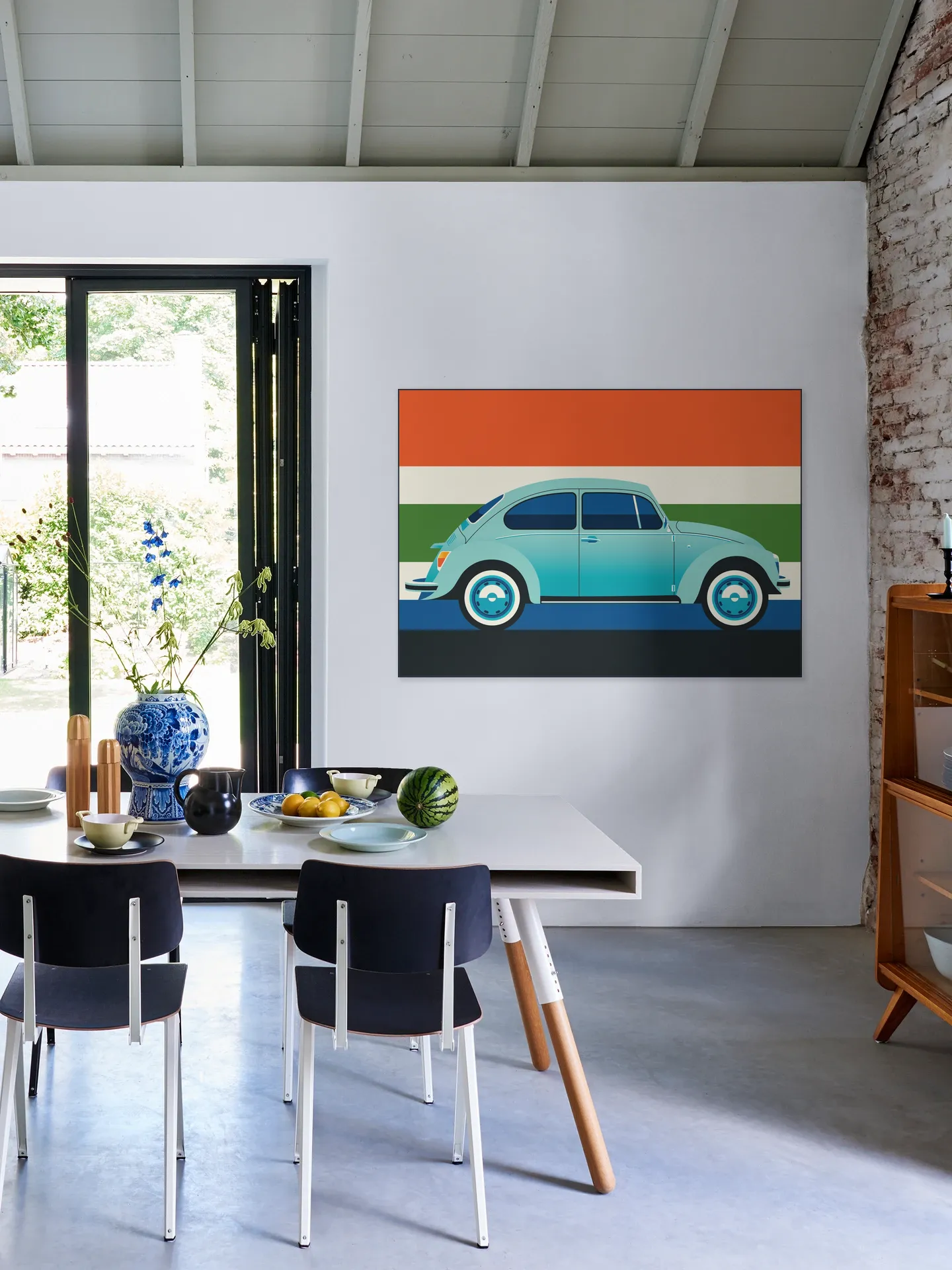 Mint Vintage Car with Stripes
