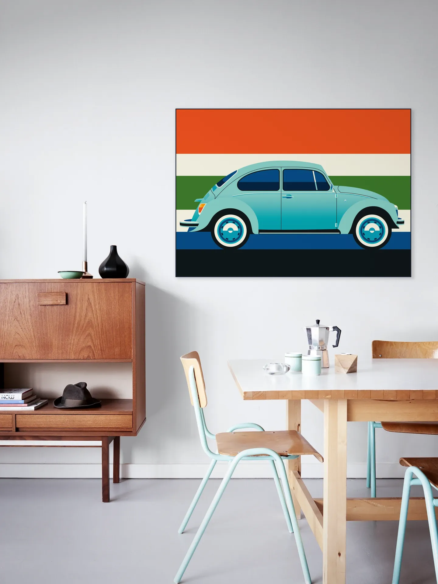 Mint Vintage Car with Stripes