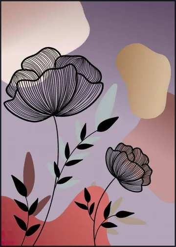 Black Line Art Flower