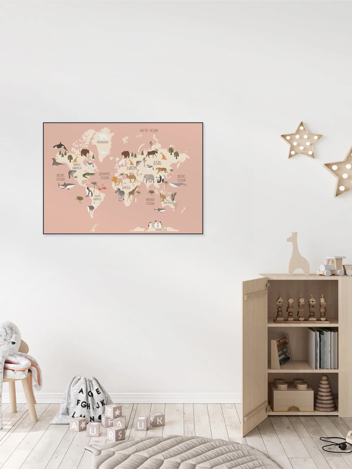 Nursery World Map (Pink)