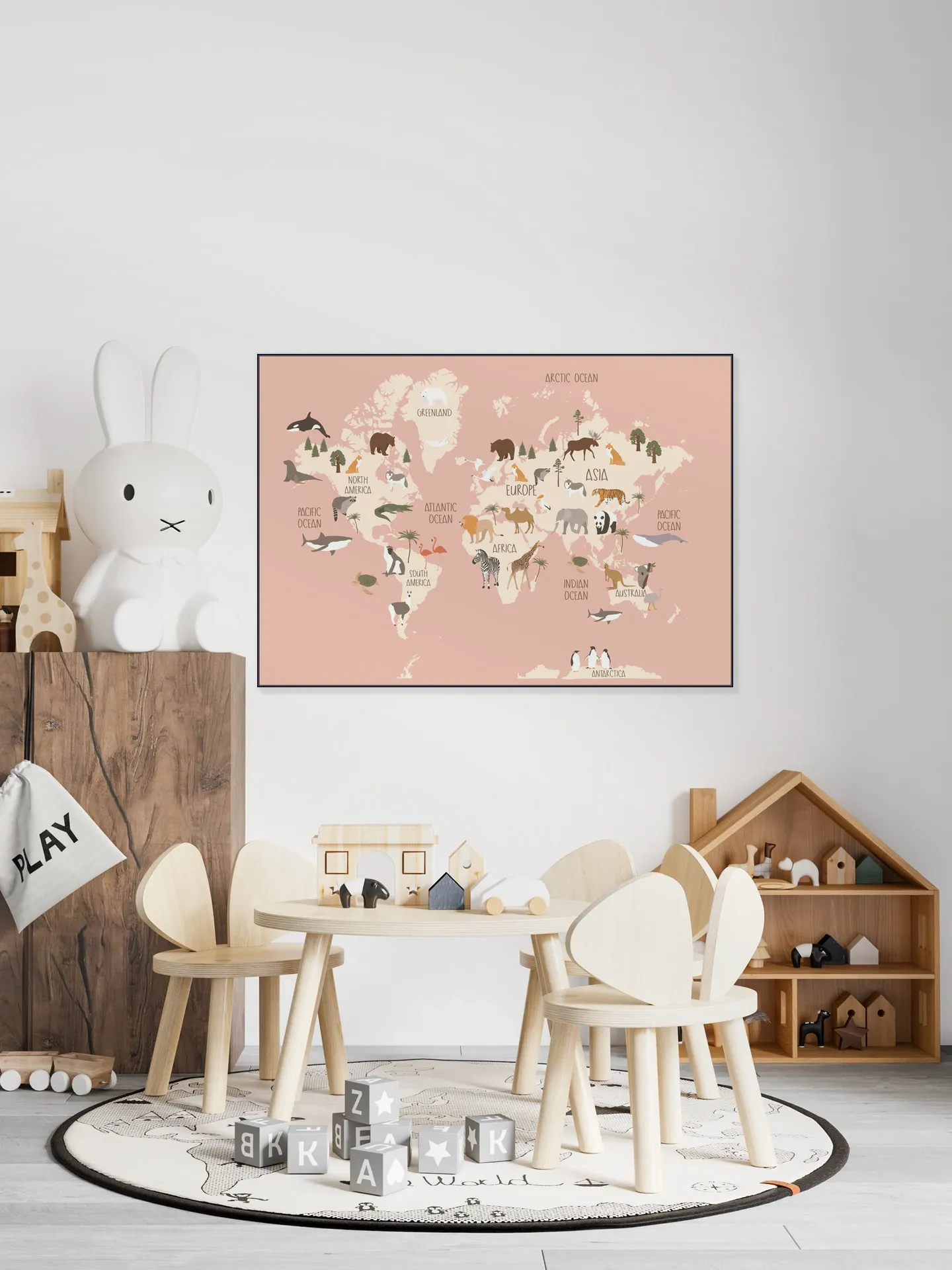 Nursery World Map (Pink)