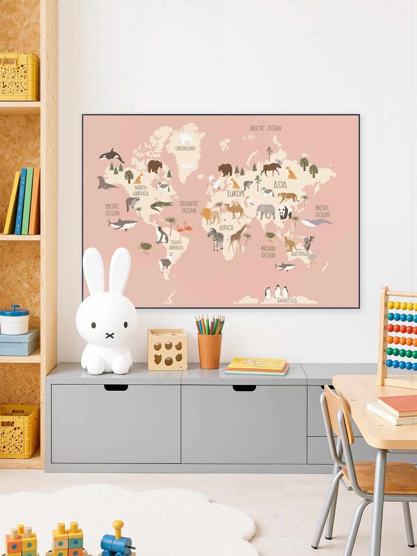 Nursery World Map (Pink)