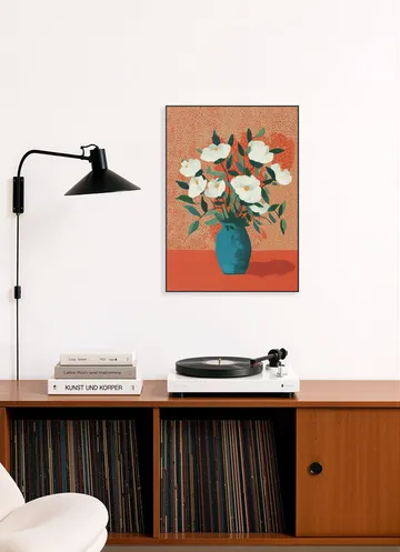 White Blossoms in Blue Vase