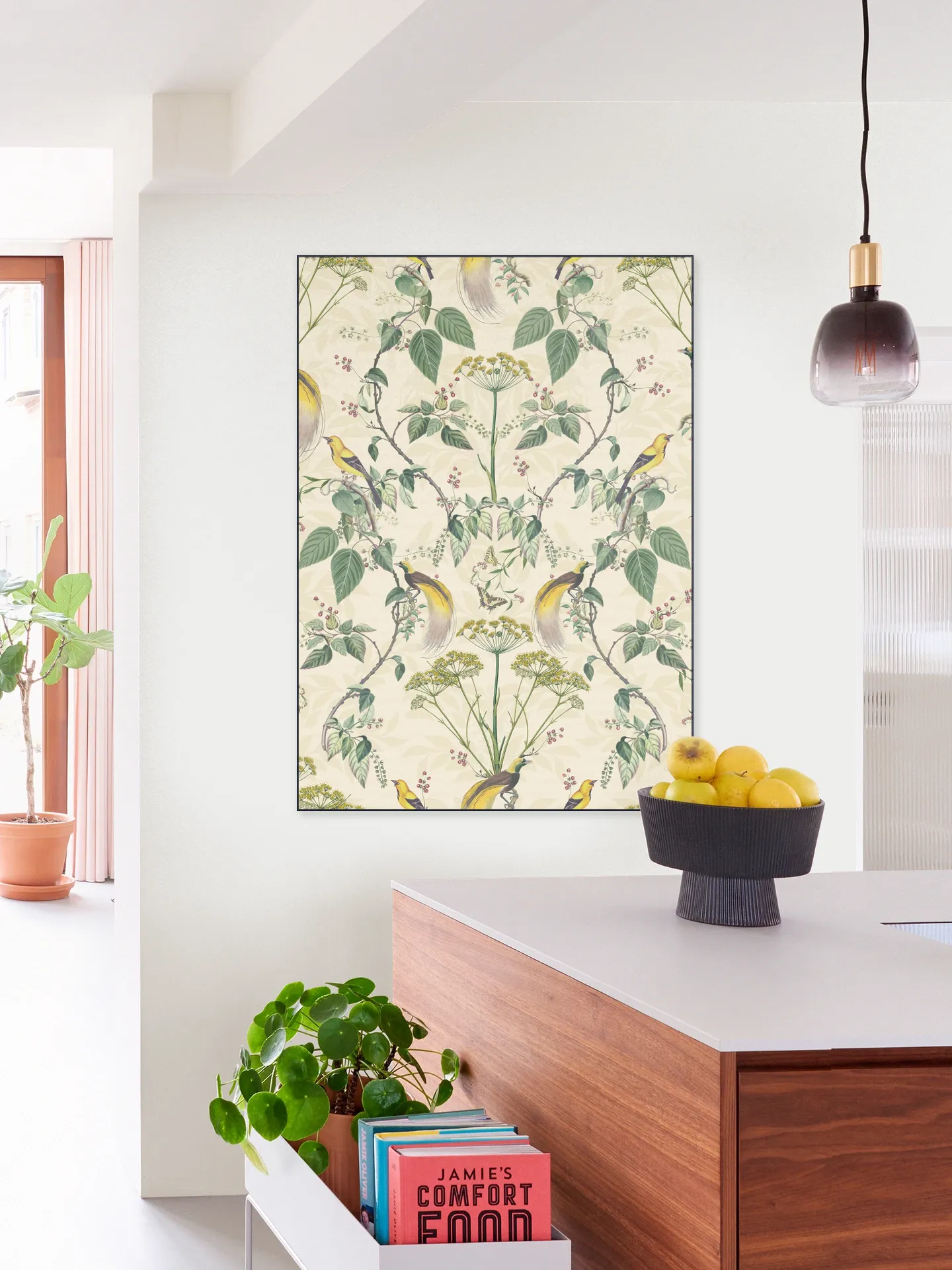 Vintage Floral damask & garden Birds - cream