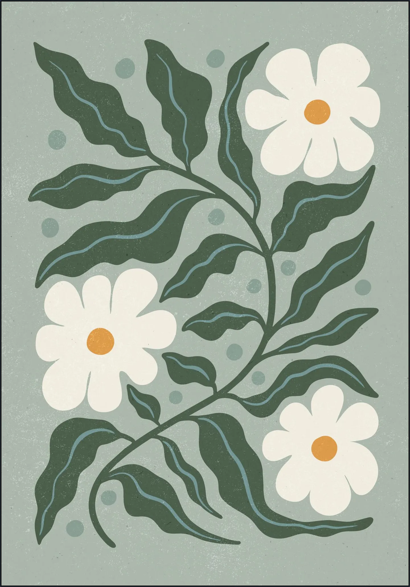 White Daisies and Green Leaves