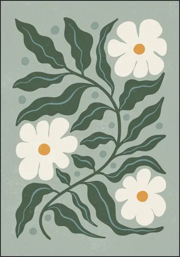 White Daisies and Green Leaves