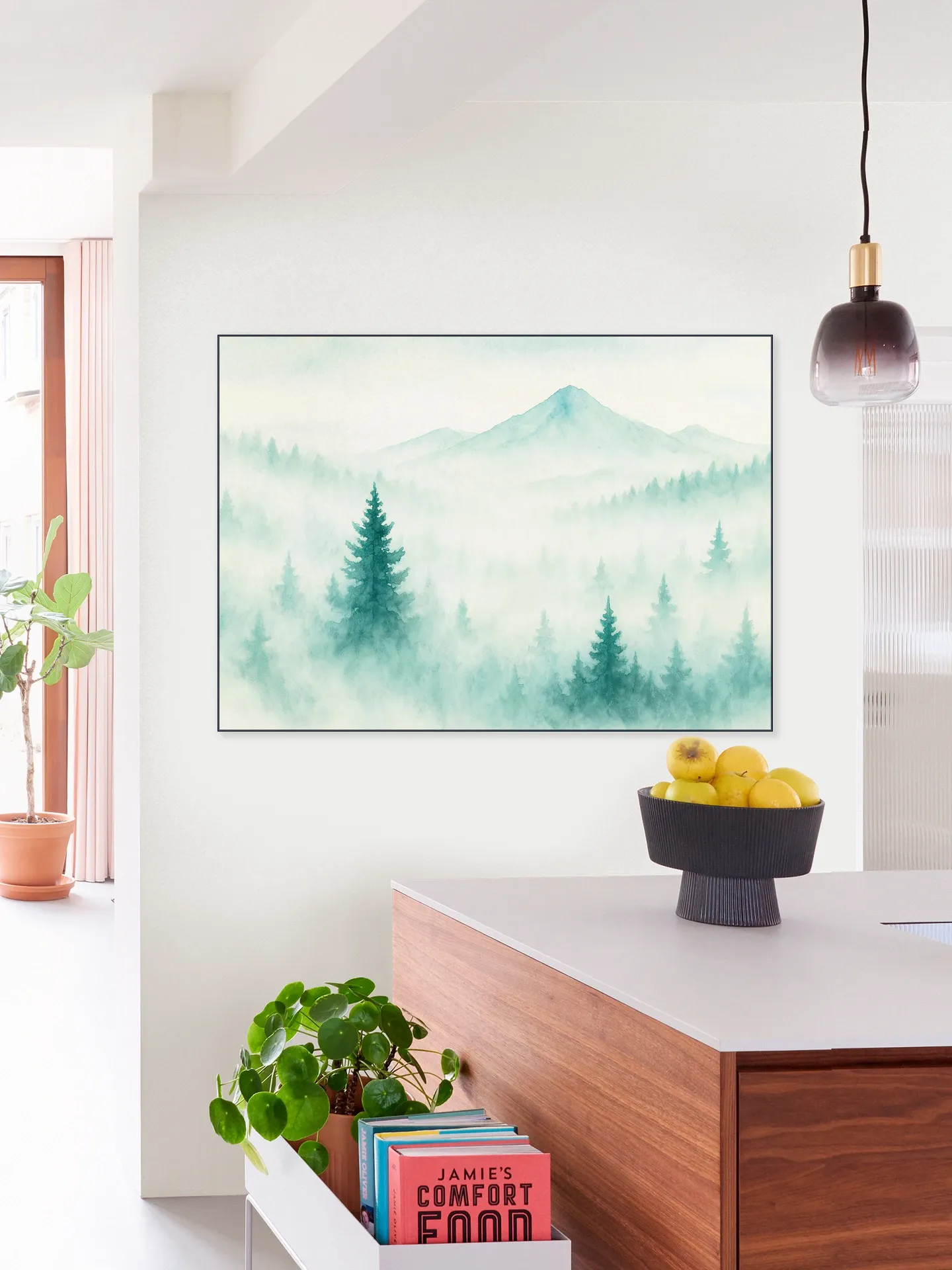Mountain landscape in the mist