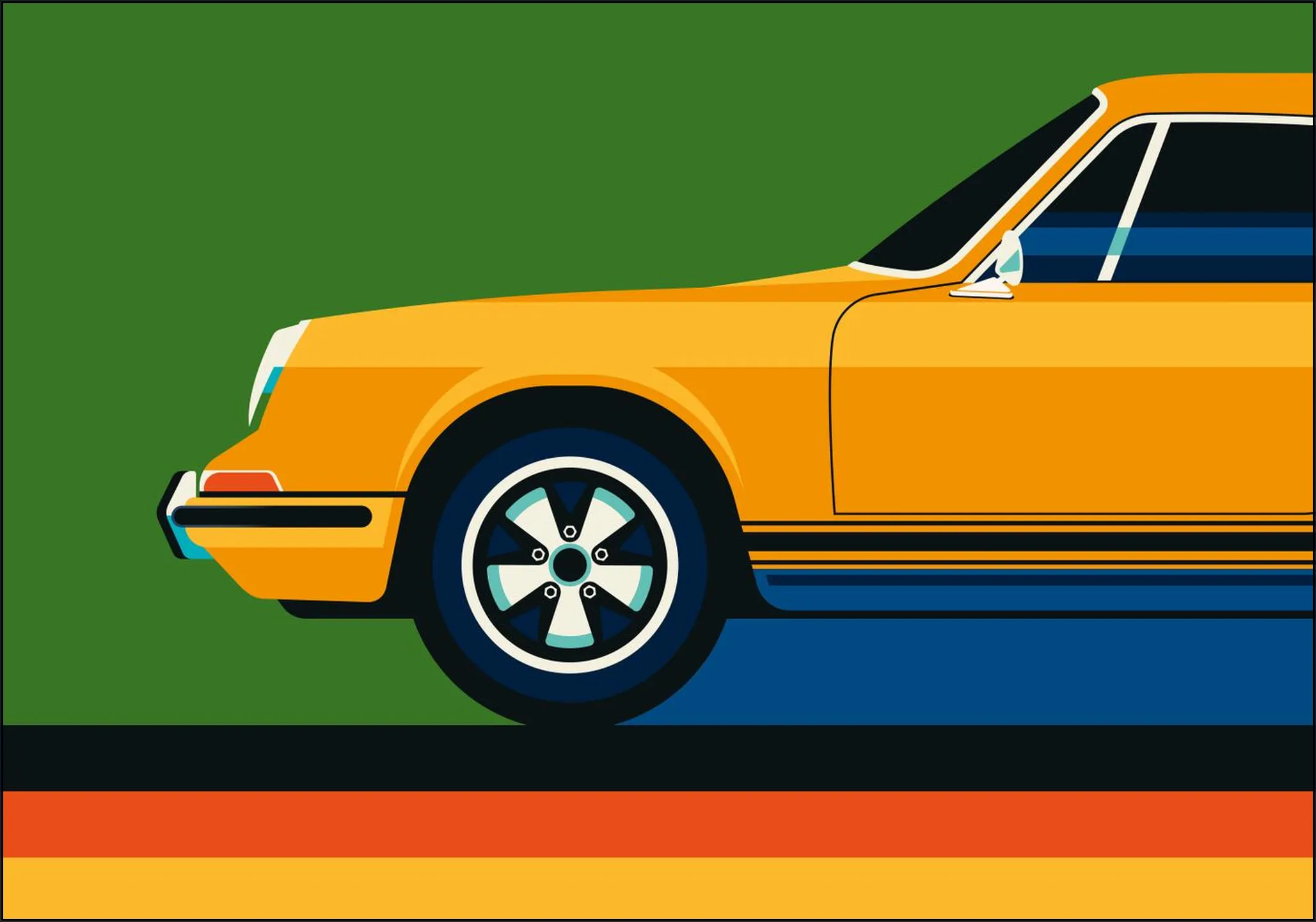 Orange Vintage Sports Car Front