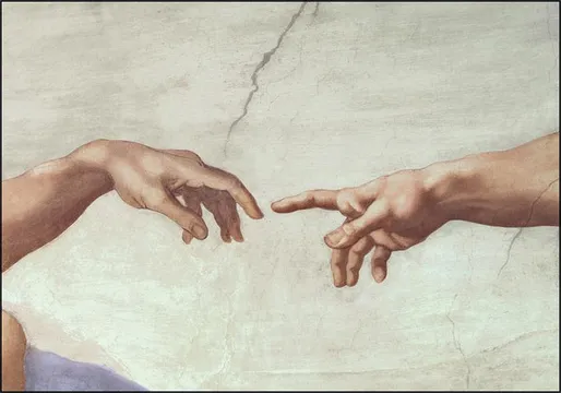 Hands of God and Adam, detail from The Creation of Adam