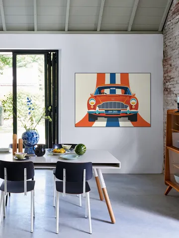 Red Vintage Sports Car with Stripes