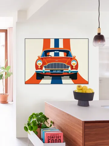 Red Vintage Sports Car with Stripes