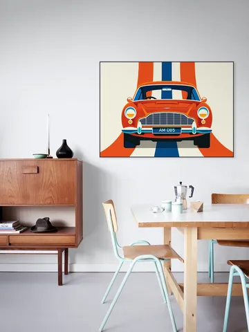 Red Vintage Sports Car with Stripes