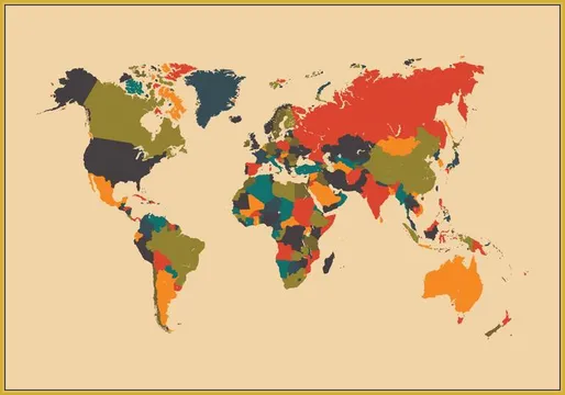 World Map Mosaic Autumn