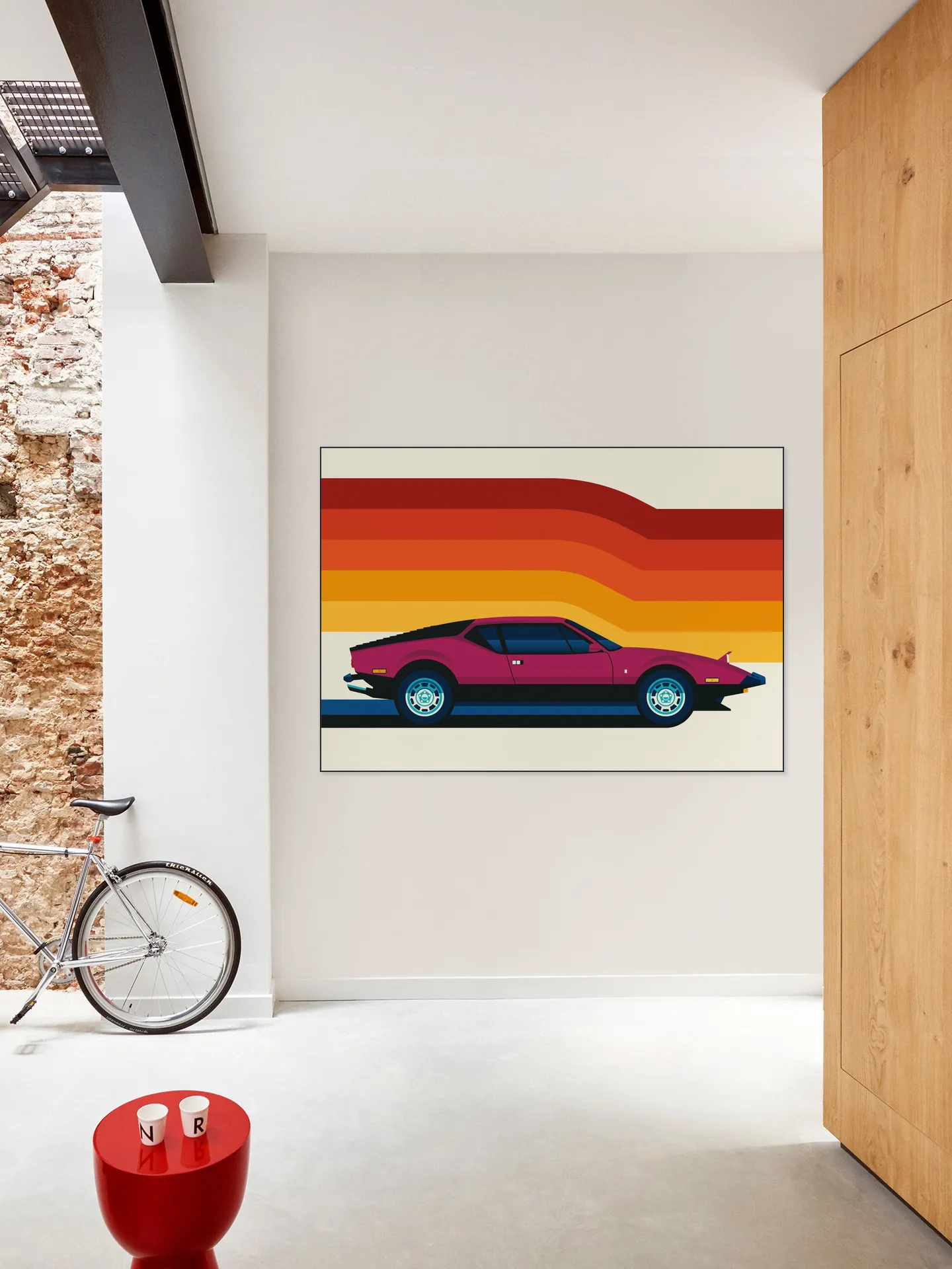 Maroon Sports Car Side