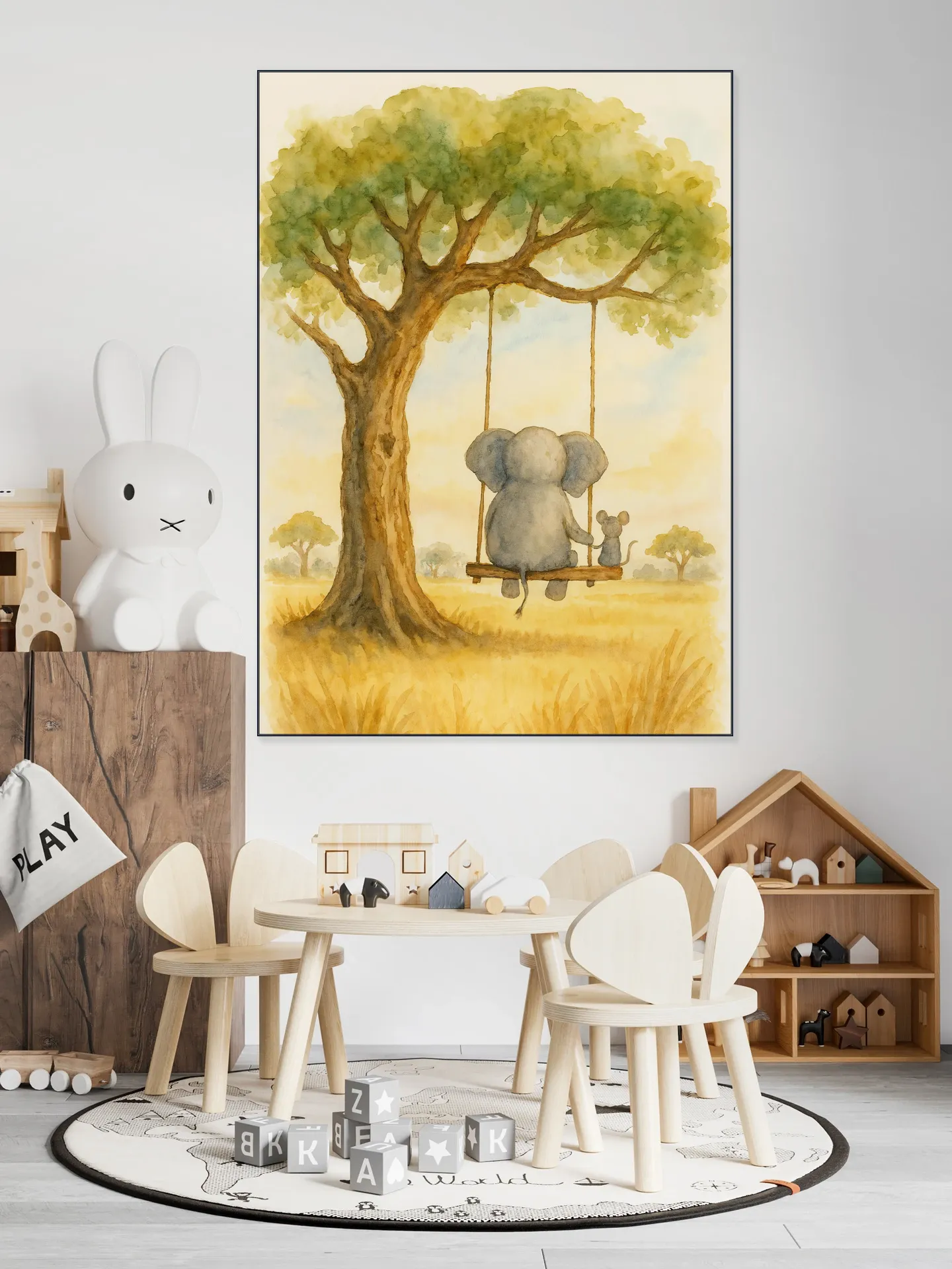 Elephant and Mouse on the Swing