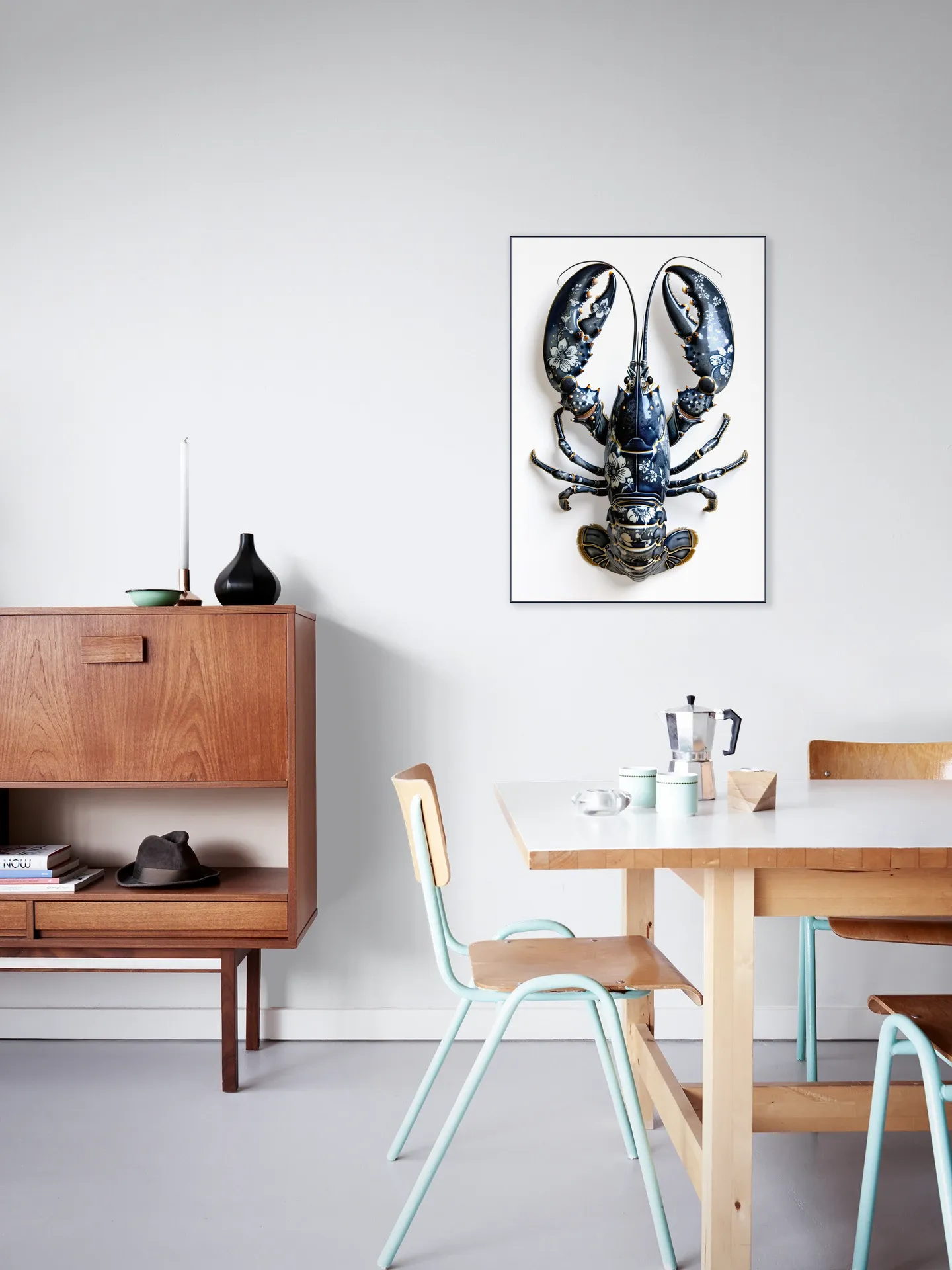 Lobster in Delft Blue Floral Porcelain Style