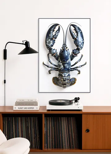 Lobster in Delft Blue Floral Porcelain Style