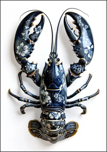 Lobster in Delft Blue Floral Porcelain Style