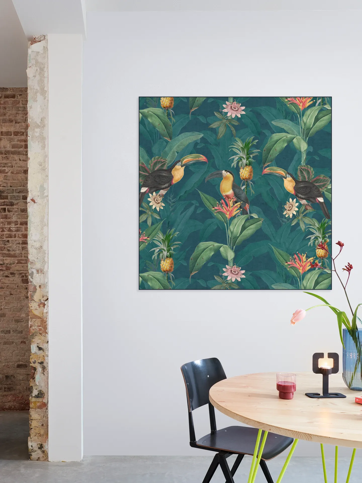 Tropical vintage toucan and pineapples