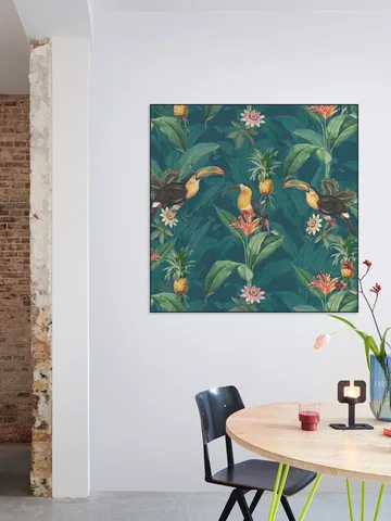 Tropical vintage toucan and pineapples