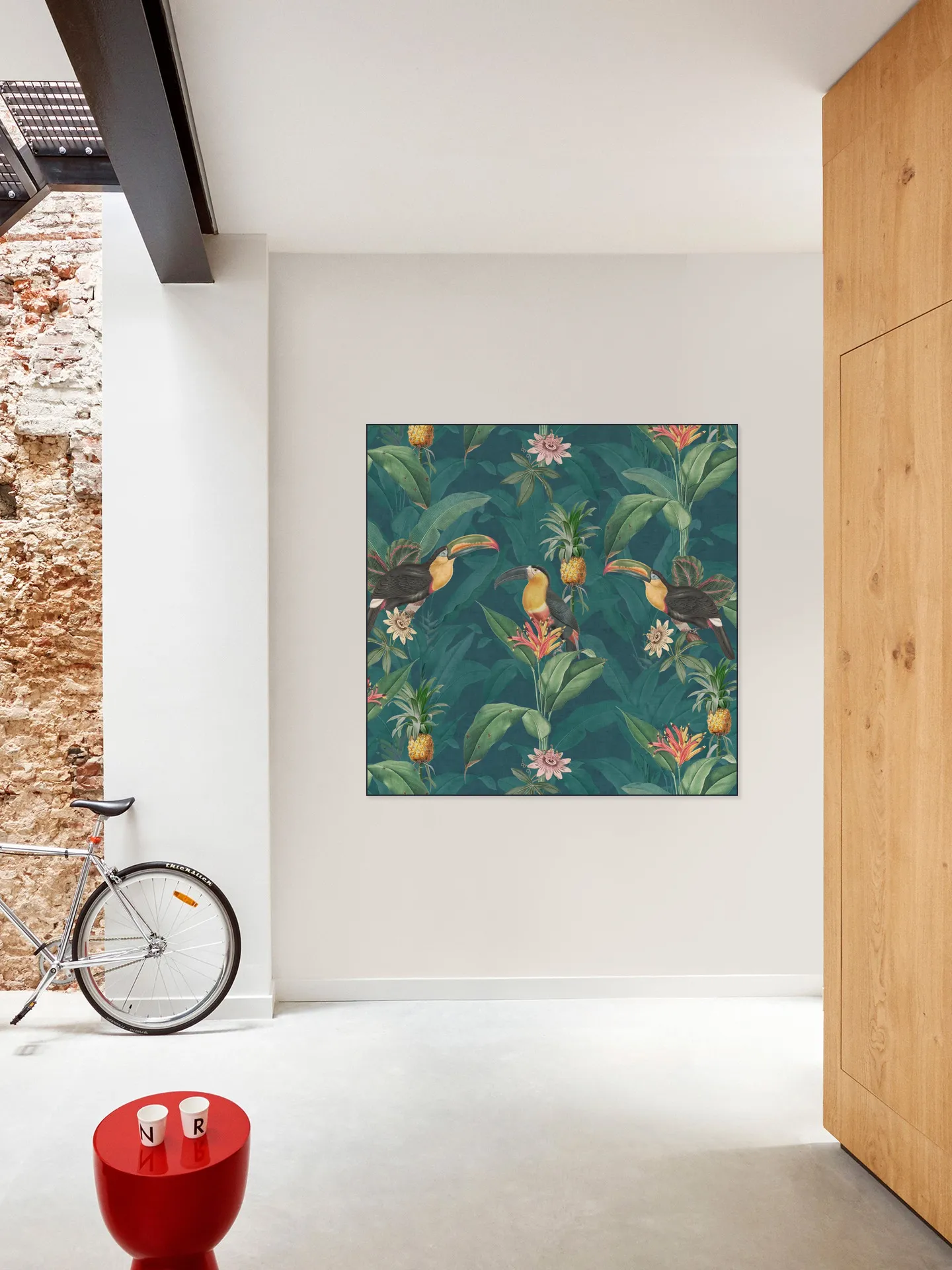Tropical vintage toucan and pineapples