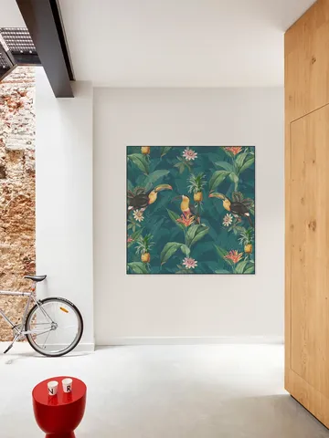 Tropical vintage toucan and pineapples