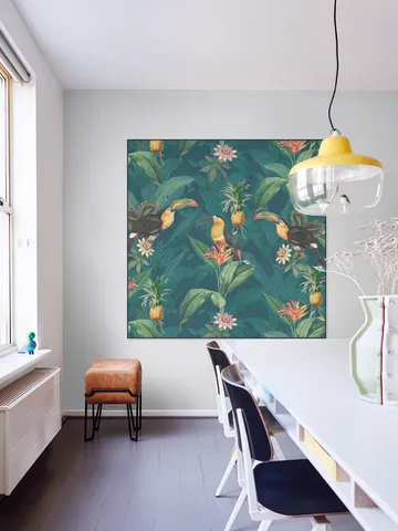 Tropical vintage toucan and pineapples